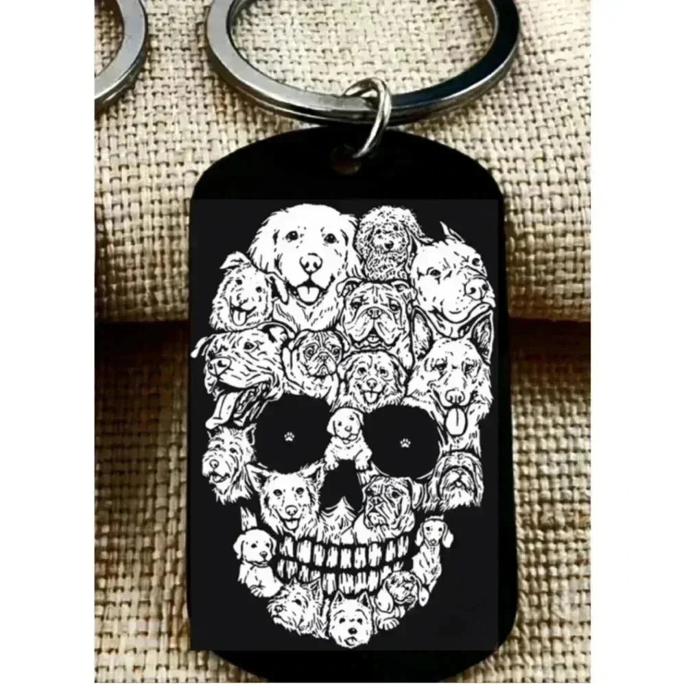 Puppy dogs pet skull art hot Keychain - Picture 1 of 1